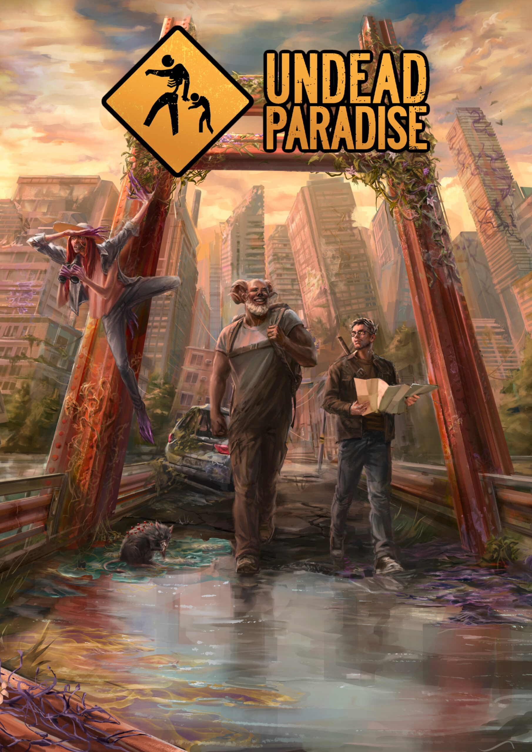 Undead Paradise Cover image of undead paradise, where we see different types of zombies exploring a mutated city.